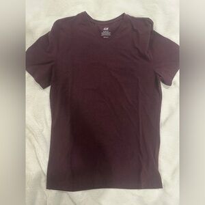 H&M Men's Deep Burgundy Short Sleeve Tee